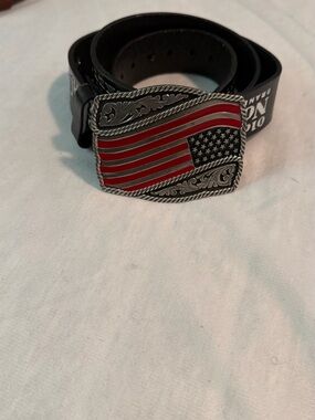 American Flag Western Buckle Belt - Black